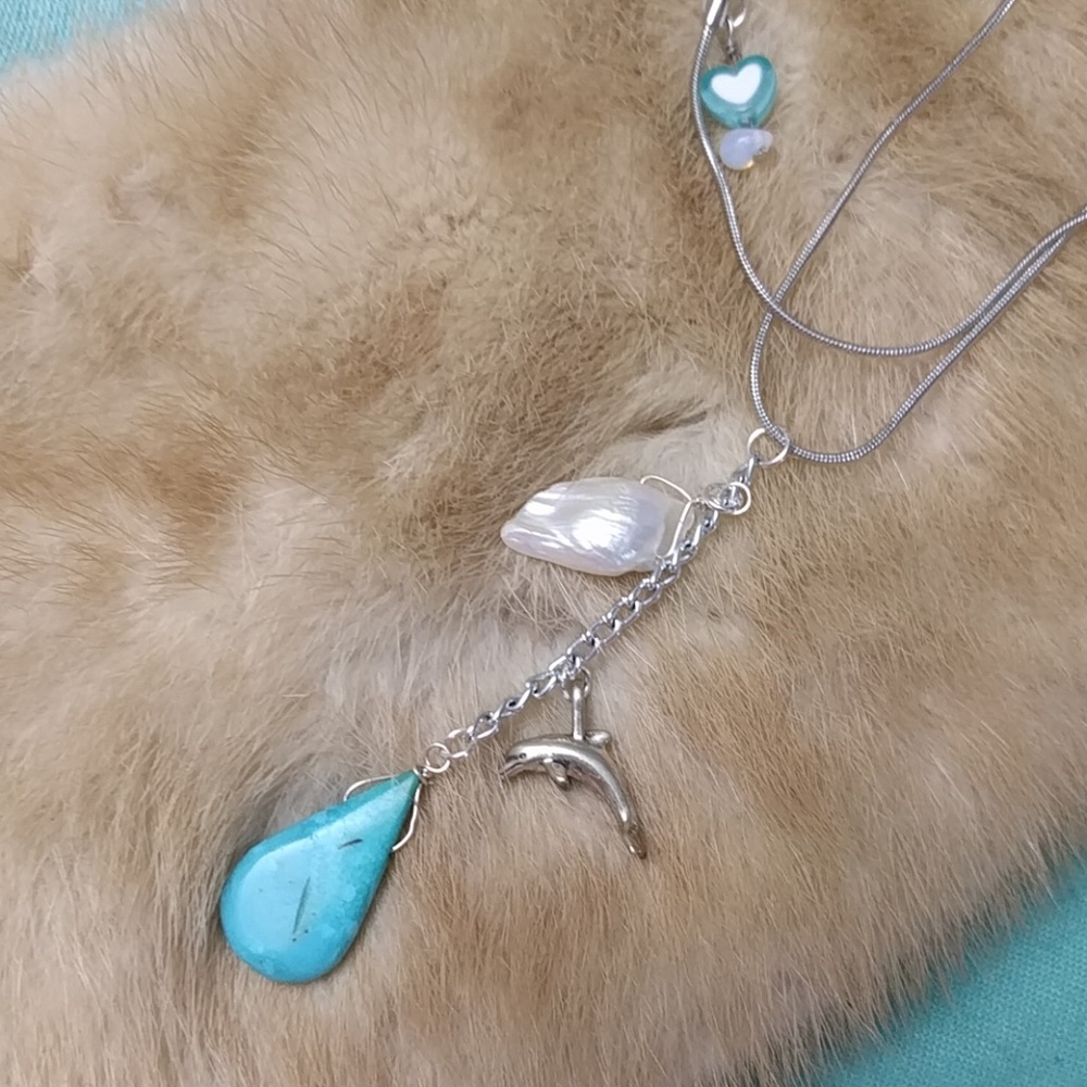 Turquoise + Pearl Necklace